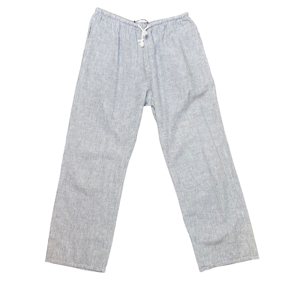 Brandy Melville Blue White‎ Pinstripe Linen Blend Drawstring Pants Coastal